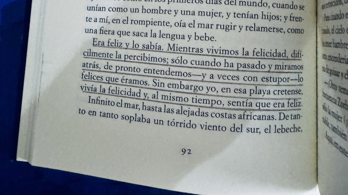 «Sin embargo yo […] vivía la felicidad y, al mismo tiempo, sentía que era feliz».