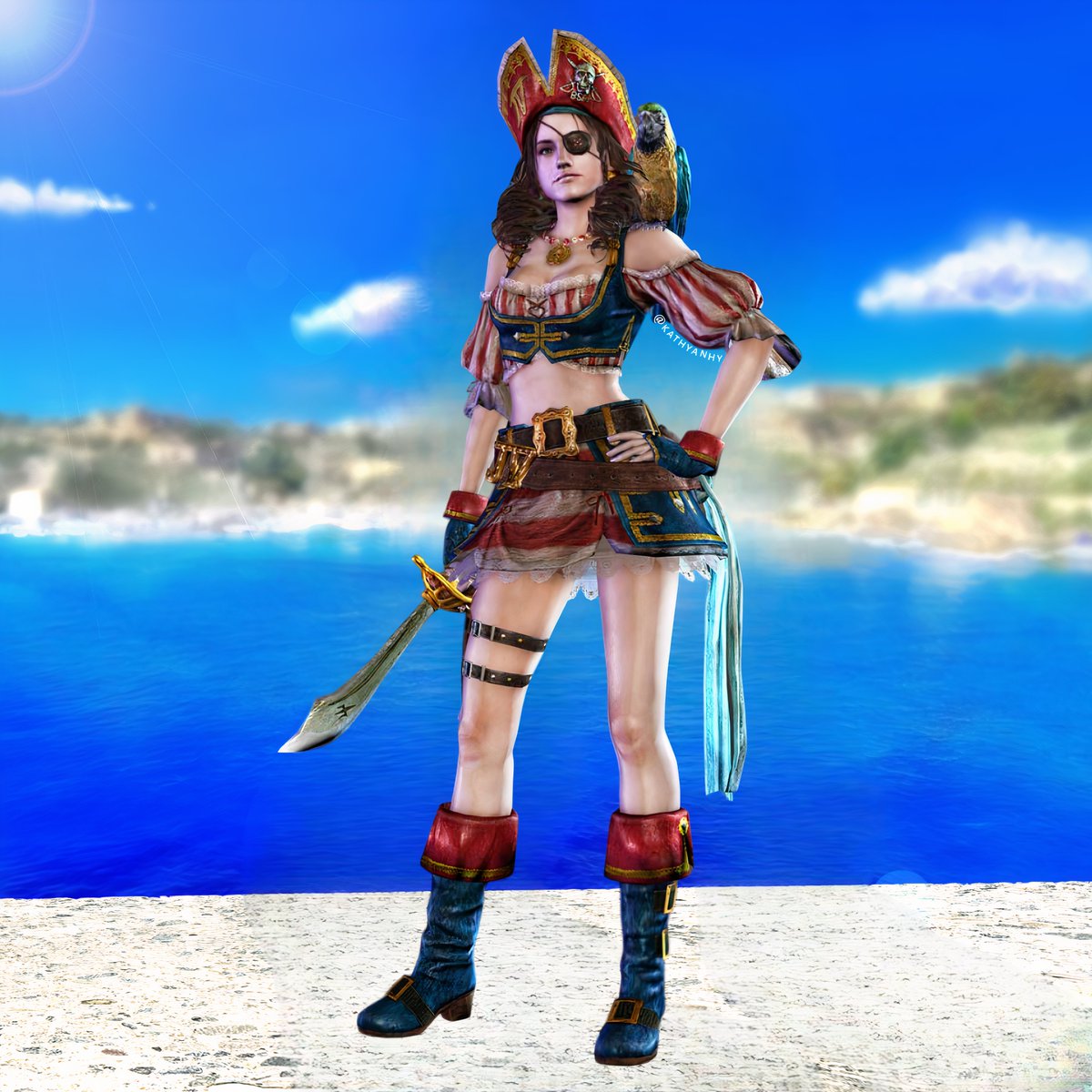 Every captain has his pirate partner 🦜 #JillValentine #ResidentEvil  #REBHFun, image size:1200x1200