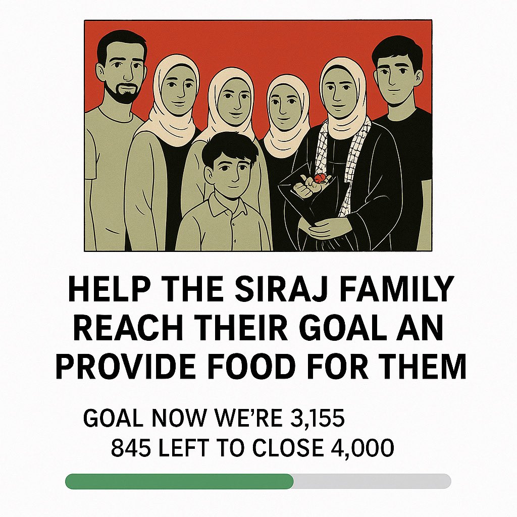 seeajw's tweet photo. 🚨IF YOU SEE THIS, PLEASE SHARE!🚨

We’re at £3,155 — help us reach £4,000 for my family in Gaza.

Every pound counts. It means food, medicine, and safety.

‼️Even if you can’t donate, a share helps a lot‼️
Don’t ignore this — you can make a real difference.

https://t.co/LoR1Inwn2C
