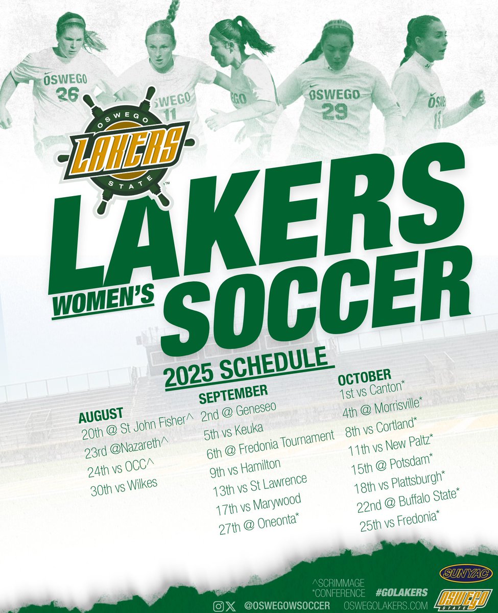 It's the official Oswego Women's Soccer schedule release for the 2025-26 season!! ⚽

Check out more details at oswegolakers.com

#GoLakers