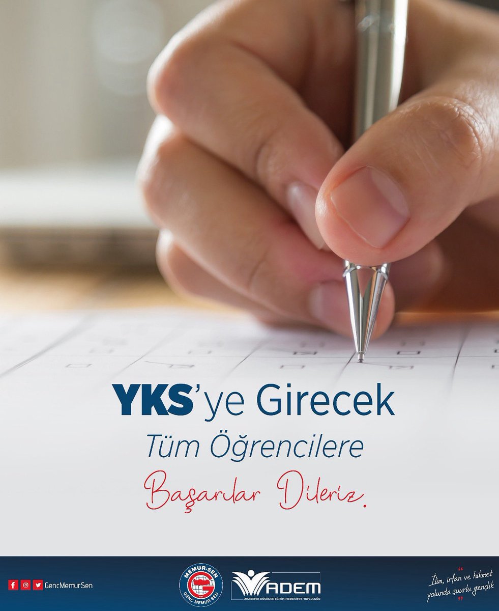 Yarın YKS’ye girecek tüm kardeşlerimize başarılar diliyorum. Emeklerinizin karşılık bulduğu, hayallerinizin gerçeğe dönüştüğü bir sınav geçirmeniz temennisiyle.

Haydi gençler 💪