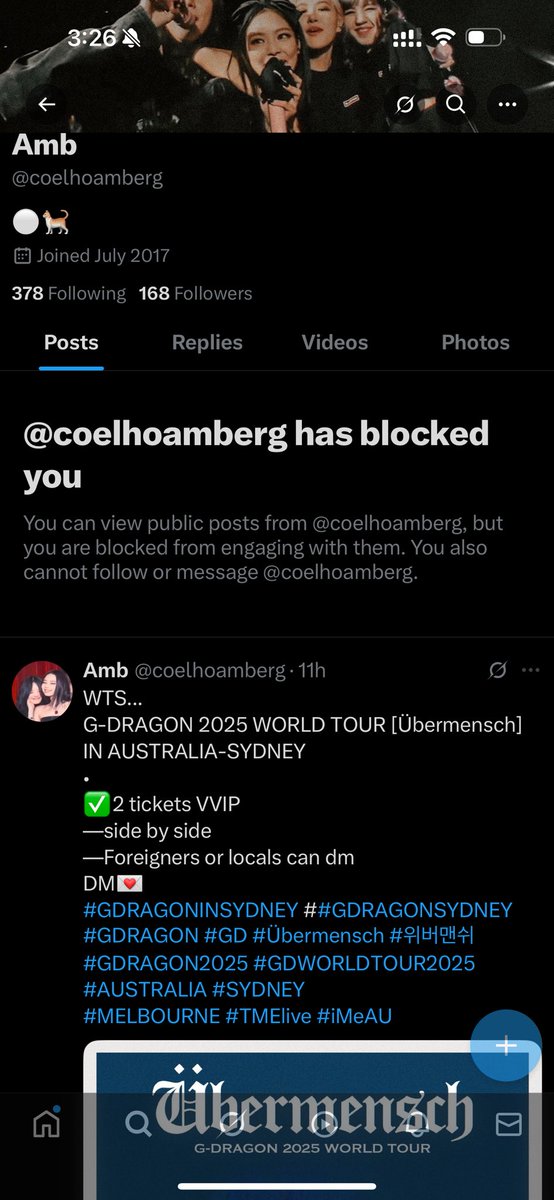 Vioszy's tweet photo. SCAMMERS ‼️ BECAREFUL WITH THIS ACCOUNT PLEASE!!!
#GDRAGONINSYDNEY ##GDRAGONSYDNEY
#GDRAGON #GD #Übermensch #위버맨쉬 #GDRAGON2025 #GDWORLDTOUR2025 #AUSTRALIA #SYDNEY
#MELBOURNE #TMElive #iM https://t.co/PrLVy1oSwQ