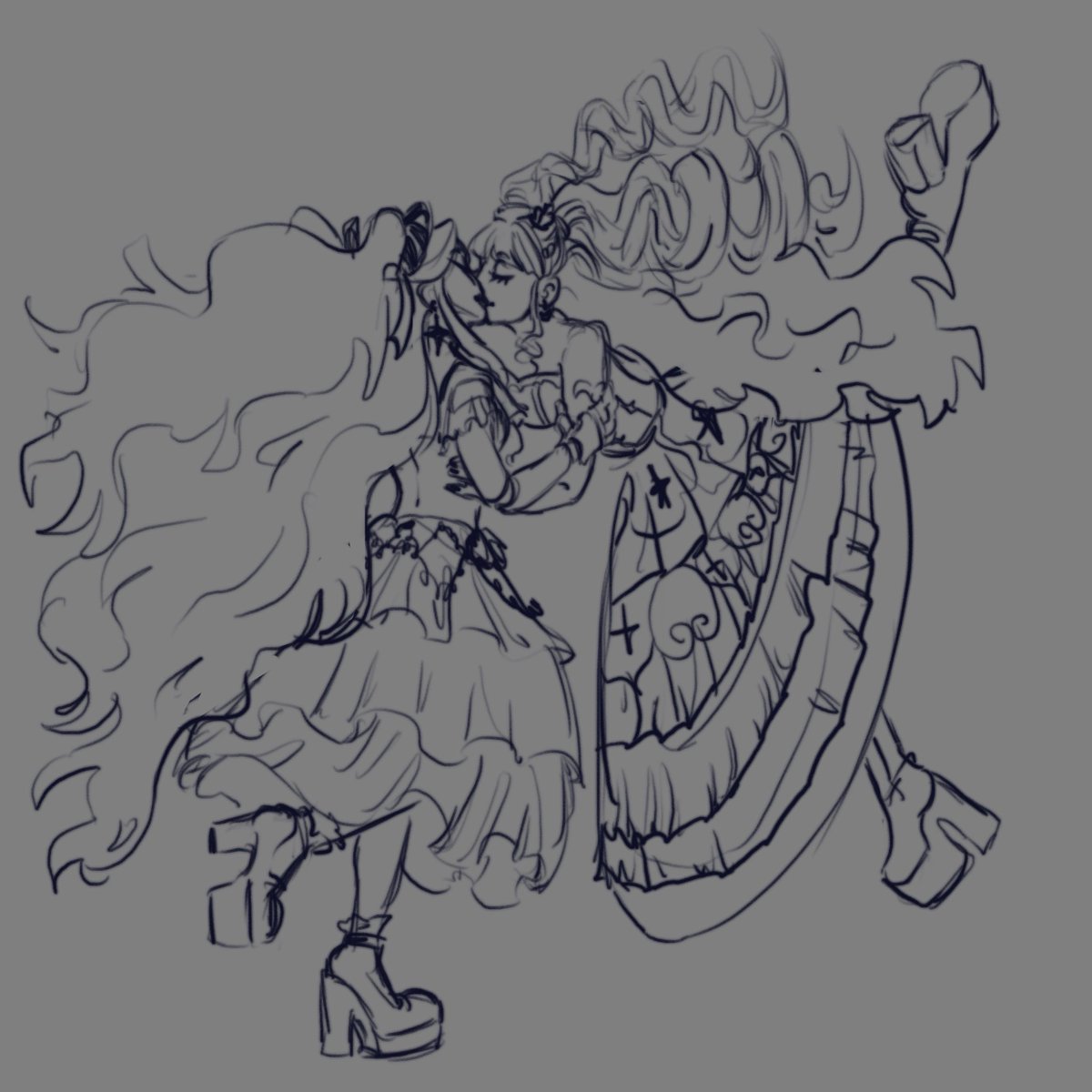 repost bc u🫵 want to see my goth lesbian perona kissing doll doll fruit one piece oc with the extremely on the nose name Ophelia "Banshee" Graves #onepiece