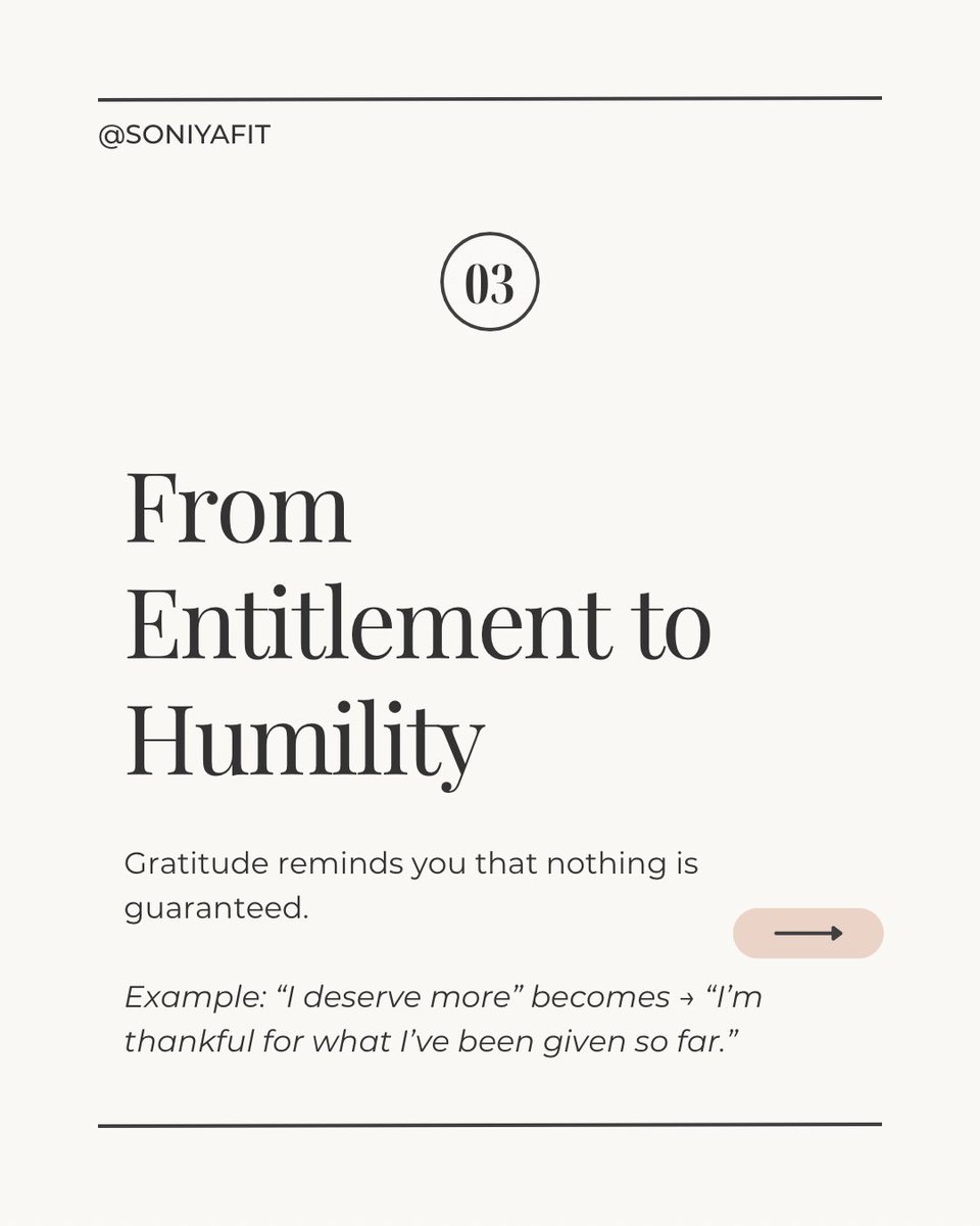 SoniyaFit's tweet photo. HOW GRATITUDE CAN SHIFT YOUR MINDSET 🙏🏼🤍💫

Gratitude is a daily practice, not a one-time thing.

Start with 3 things you’re grateful for today &amp; watch your perspective shift 🫶🏼 https://t.co/71Lz7AyQfI