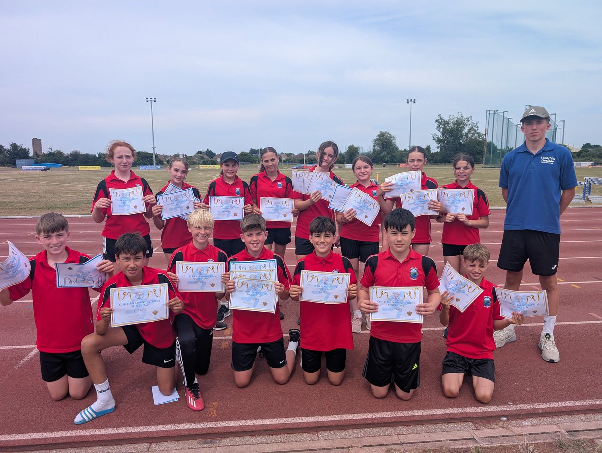 Congratulations to the year 7 boys and girls who won their age group at the Chiltern learning trust sport day today! Big smiles and certificates all round 👏👏 
A thank you to Aaron who was our school representative sport leader. A top job helping me officiate the shot and relay