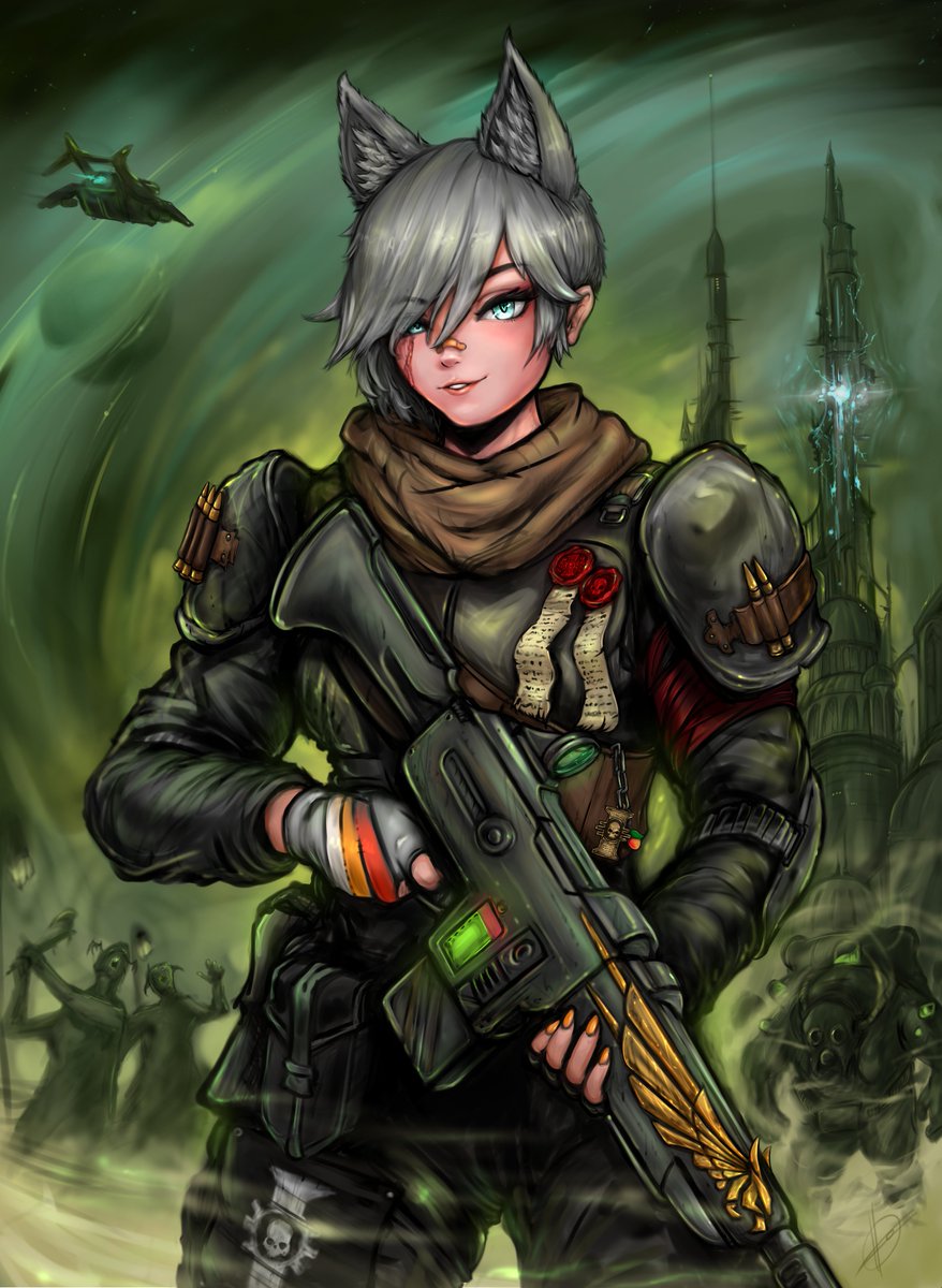 Toledoss_'s tweet image. Warhammer 40k - Darktide inspired Birthday art for @Crazymango_vr 🎂