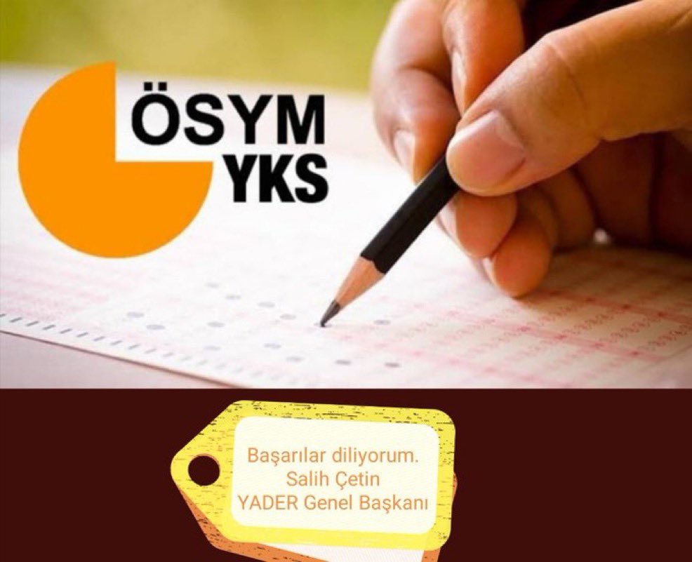 Haftasonu YKS'ye girecek başta devlet korumasındaki kardeşlerimiz olmak üzere tüm öğrencilere hedeflerine ulaşmaları🎯dileğiyle, yürekten başarılar diliyorum.⭐️💯

Sınav başarısı için duaların kabulünü Allah’tan niyaz ediyorum.

Salih ÇETİN
<a href="/YADER_TR/">YADER</a> Genel Başkanı
