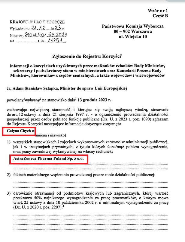 Żona nowego rzecznika rządu koalicji 13 grudnia Szłapki to Ukrainka Galyna Chyzh, pracownica AstraZeneca, firmy która produkowała "szczepionkę" na covid. 
Sami swoi.