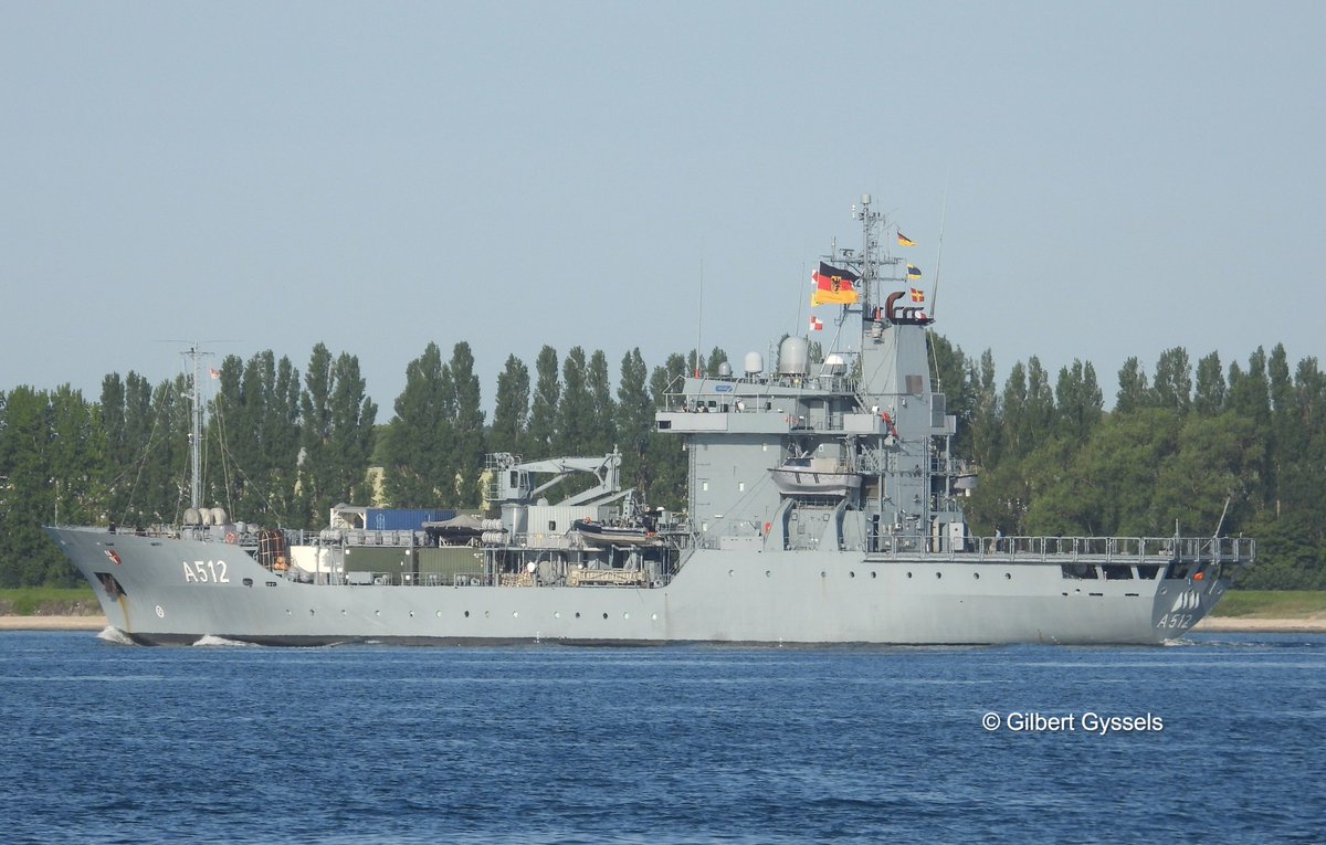 Elbe-class replenishment ship  FGS  MOSEL  A 512 coming into Kiel ( Germany ) June 20, 2025.<a href="/WarshipCam/">WarshipCam</a>,<a href="/seawaves_mag/">SeaWaves Magazine</a>