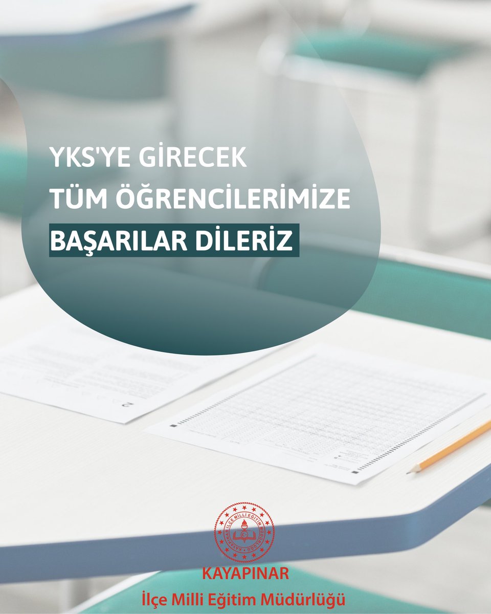 🎓 Yükseköğretim Kurumları Sınavı’na (YKS) girecek tüm öğrencilerimize başarılar dileriz.
Geleceğiniz adına önemli bir adım olan bu süreçte, gösterdiğiniz azim ve özverinin karşılığını almanızı diliyoruz. Sınavda tüm bilgi ve birikiminizi en iyi şekilde yansıtacağınıza inanıyor,