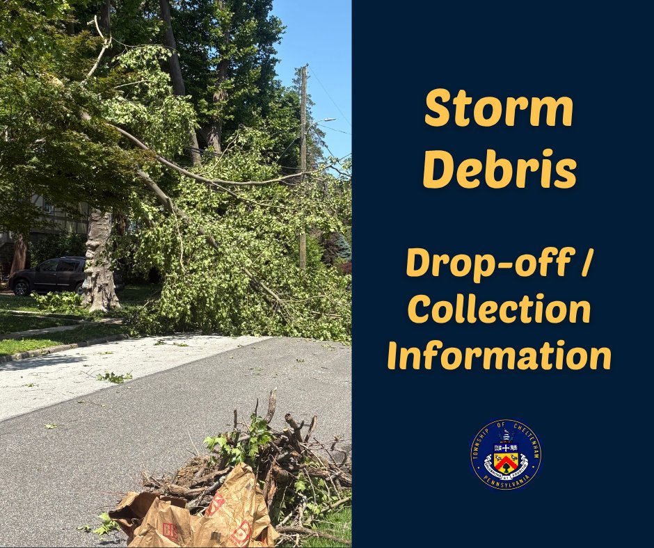 Residents can drop off branches to the Waverly Rd Compost Facility Sat from 10am-2pm, M-F 7:30am-2:30pm.
Residents needing brush/branch pickup, call 215-635-4600 to schedule a Wednesday collection for a fee.
Spoiled food can be brought to Public Works Sat, June 21, from 10am-2pm.