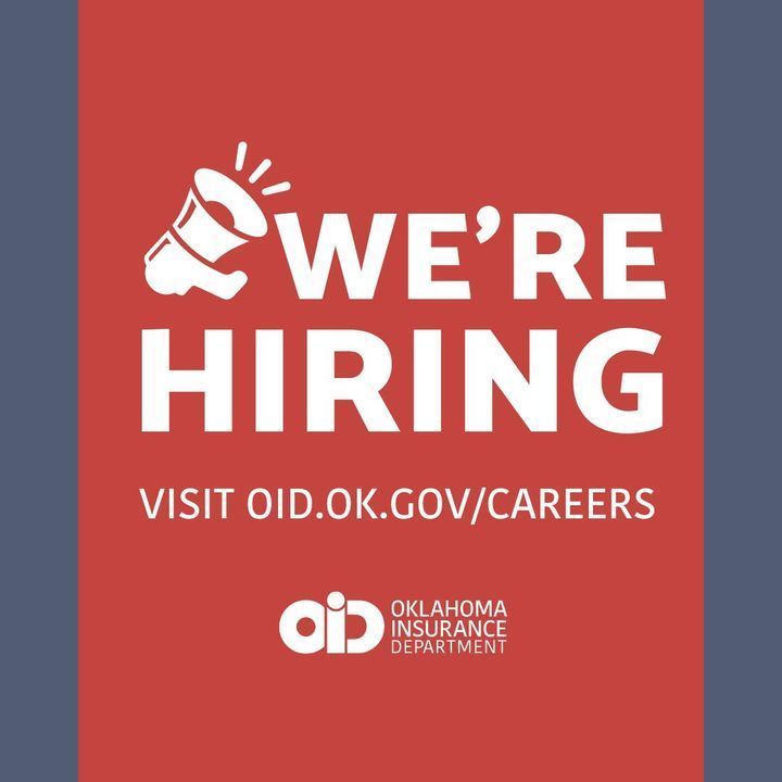 📢 We’re hiring! Check out our open positions for an opportunity to join #TeamOID and be a part of a dynamic state agency with great benefits.

To apply: oid.ok.gov/careers.

#WeAreOID #Insurance #Oklahoma #InsuranceJobs #OklahomaJobs