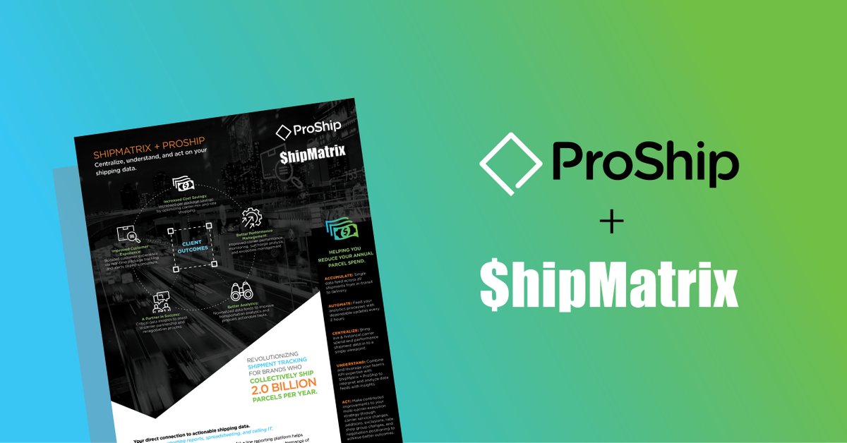 Your #shipping data holds the key to cost savings and better performance. 💸📈
With the ShipMatrix and ProShip partnership, you can access live data analytics, carrier performance, and real-time tracking. 🚚🔎 Unlock the power of your shipping #data ➡️ bit.ly/3ZBwK7q