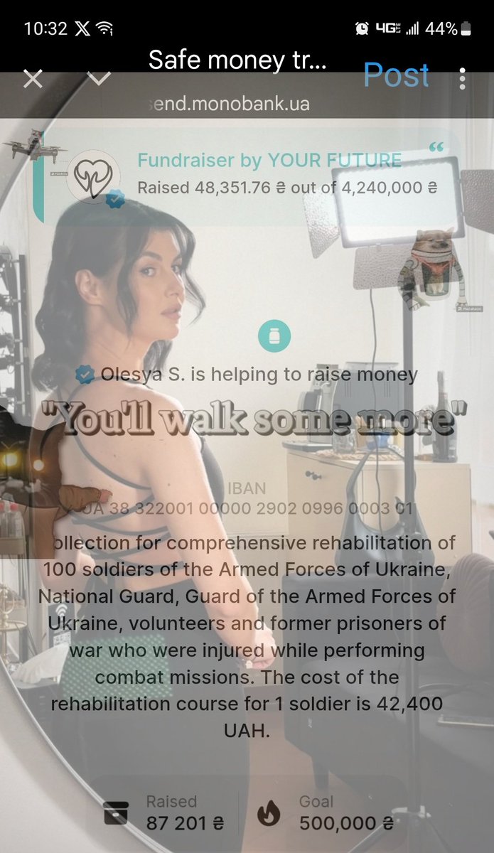 Interstellar_Fella (@61cygnaisn1987a) on Twitter photo Collection for comprehensive rehabilitation of 100 soldiers , volunteers and former Prisoners of War who were injured while performing combat missions.
One of Lesya's friends husband was just exchanged earlier!
Help boost/donate in célèbration! 🥳
Pp:obopollesa@gmail.com Collection for comprehensive rehabilitation of 100 soldiers , volunteers and former Prisoners of War who were injured while performing combat missions.
One of Lesya's friends husband was just exchanged earlier!
Help boost/donate in célèbration! 🥳
Pp:obopollesa@gmail.com