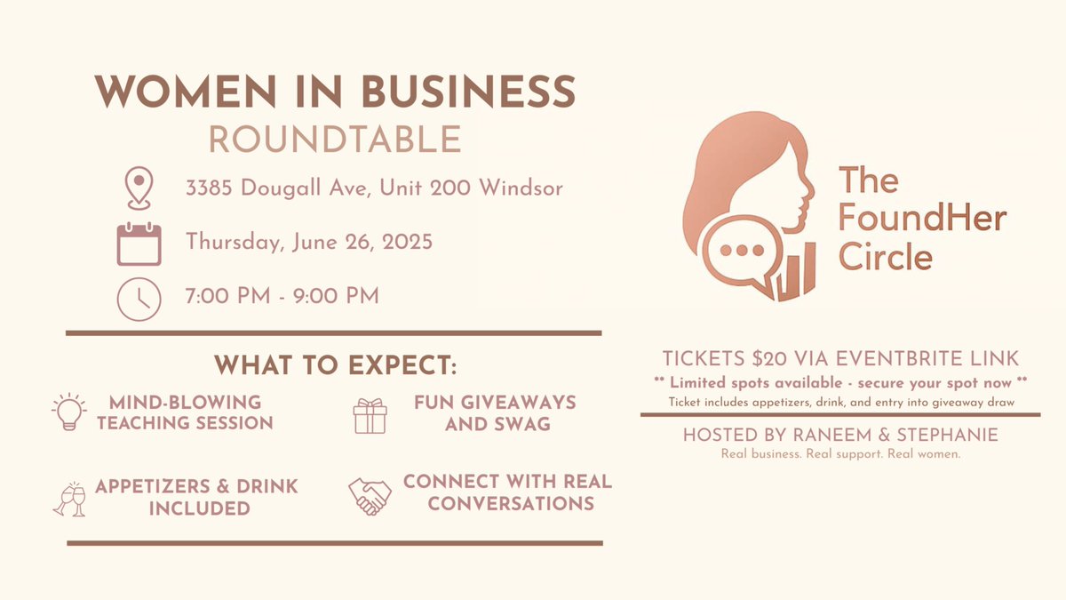 Community Event Alert!

 FoundHer Circle is a brand new gathering of badass women coming together to support, empower &amp; uplift one another in a fun, inspiring space.

🎟 eventbrite.ca/e/foundher-cir…