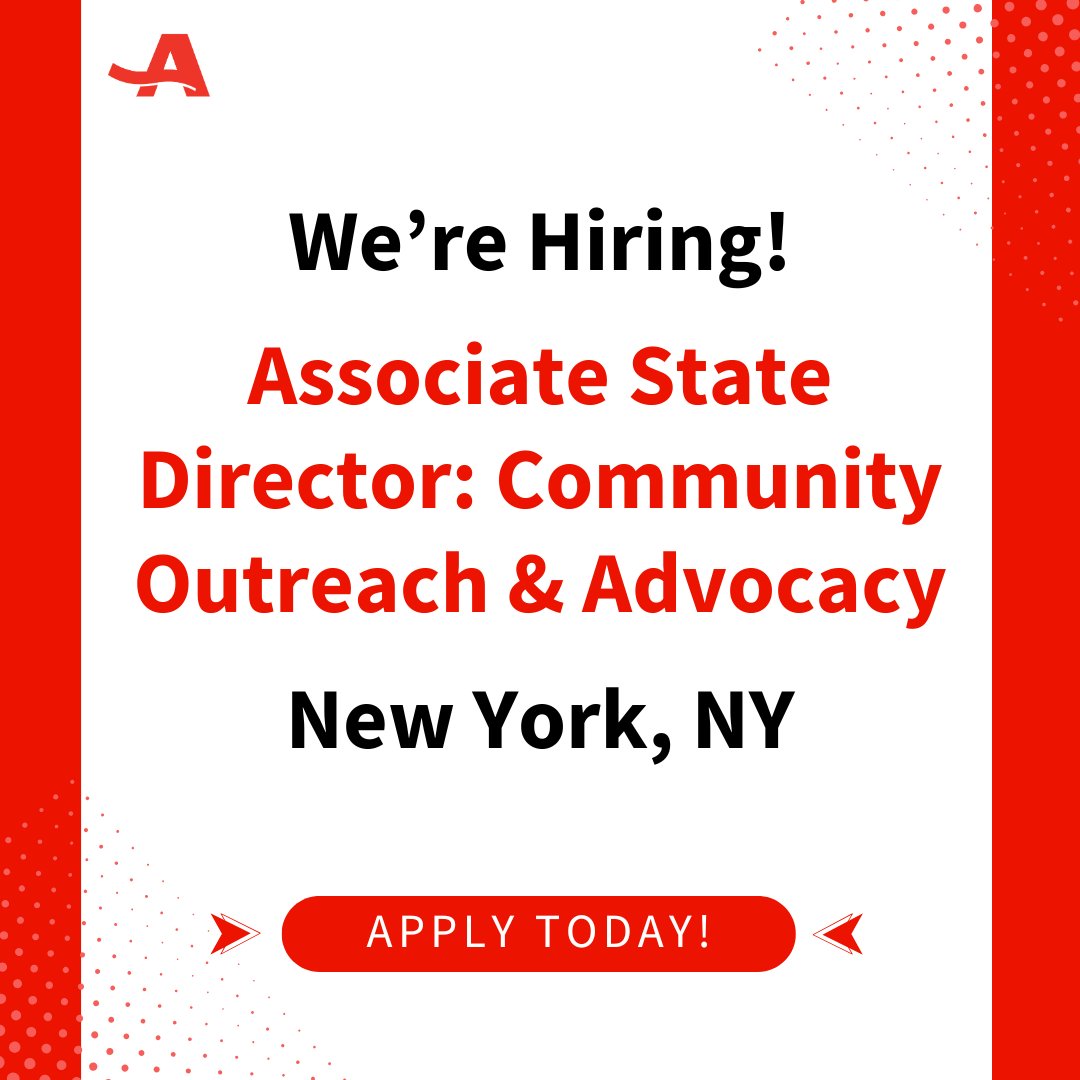 📢 We’re #hiring! Join #AARPNY as an Associate State Director – Community Outreach &amp; Advocacy. You will:

✔️ Lead campaigns
✔️ Build community partnerships
✔️ Mobilize volunteers

Apply now to help drive change for New Yorkers 50+: internalcareers.aarp.org/internal/jobs/…
