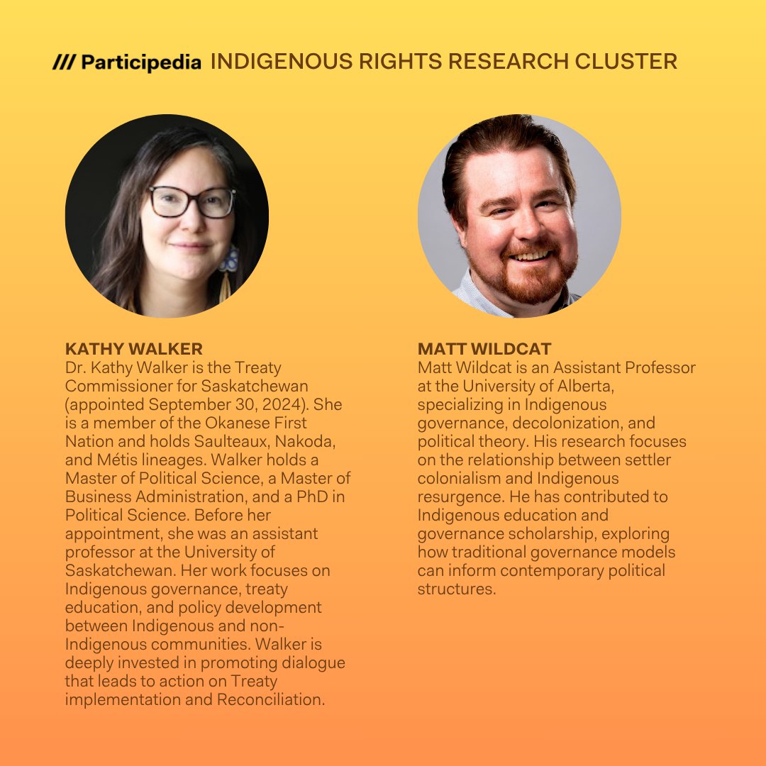 ✨ For our third #NIHM highlight, we are very excited to introduce Participedia’s Indigenous Rights Research Cluster!

👋 Please join us in saying a big hello to the 11 members and associates, and check out the images below to learn a bit more about them, and the work they do. ☺️