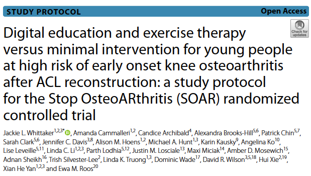 Excited to finally be able to share the protocol for the SOAR (Stop OsteoARthritis) Trial. Culmination of many years of hard work by a small army of dedicated researchers, clinicians &amp; patients!
trialsjournal.biomedcentral.com/articles/10.11…