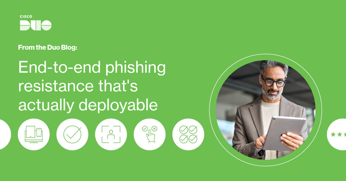 It's no surprise that attackers have evolved. They're bypassing traditional MFA and the effects can be devastating for businesses. 

To combat this, Duo is making it easy to deploy phishing-resistant MFA end-to-end. 🚀

Learn more: cs.co/60104XXgE