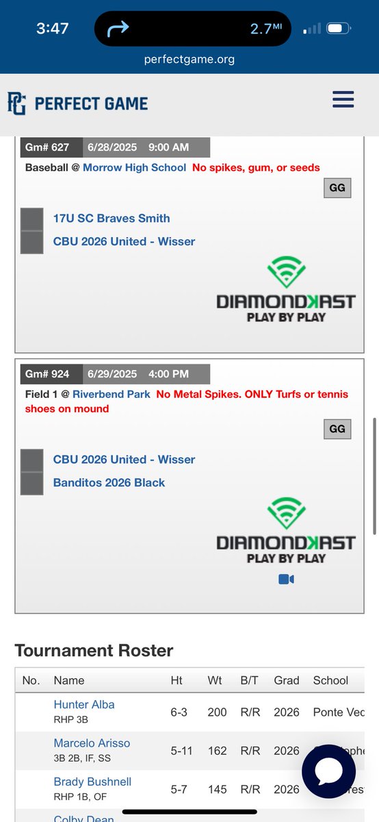 Here is my schedule for the WWBA:

CBU 2026 United - Wisser

<a href="/CBU_FL/">🇺🇸CBU🇺🇸</a>