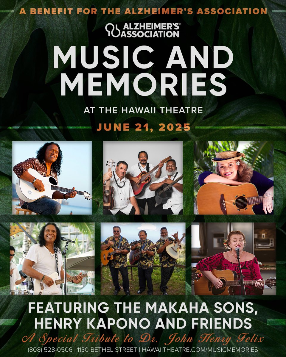 Hawaii Theatre (@hawaiitheatre) on Twitter photo 🌺 Join us TOMORROW at the Hawaii Theatre for Music and Memories 2025 — Featuring @themakahasons, <a href="/henrykapono/">Henry Kapono</a> and Friends—a special tribute to Dr. John Henry Felix and a benefit for the Alzheimer’s Association of Hawai‘i.
📅 June 21st
🎟️ Tickets at hawaiitheatre.com/musicandmemori… 🌺 Join us TOMORROW at the Hawaii Theatre for Music and Memories 2025 — Featuring @themakahasons, <a href="/henrykapono/">Henry Kapono</a> and Friends—a special tribute to Dr. John Henry Felix and a benefit for the Alzheimer’s Association of Hawai‘i.
📅 June 21st
🎟️ Tickets at hawaiitheatre.com/musicandmemori…