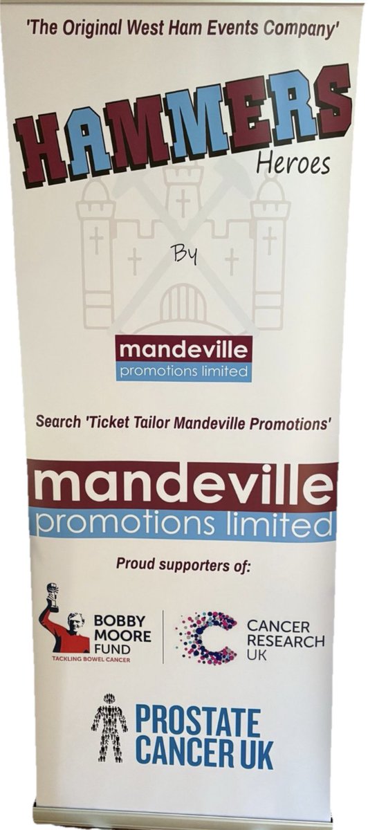 Mandeville Promotions Limited (@mandevilleprom2) on Twitter photo New banners ready to go for our upcoming events - thanks to <a href="/whulegends_XI/">WHU Legends XI Prints ⚒</a> for the logo ⚒ New banners ready to go for our upcoming events - thanks to <a href="/whulegends_XI/">WHU Legends XI Prints ⚒</a> for the logo ⚒