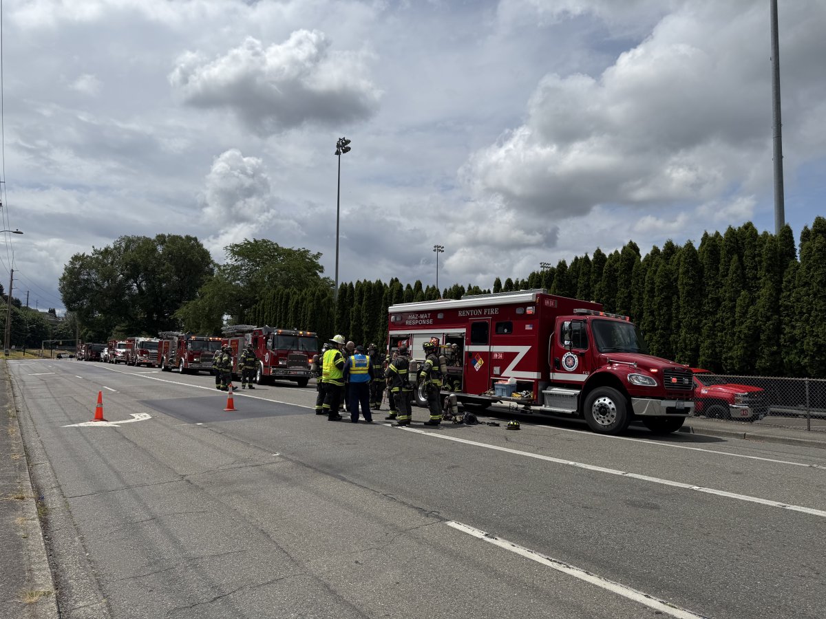 Renton RFA, Puget Sound Fire, and Port of Seattle hazardous materials units are on scene of a chlorine leak at Bronson Way and Houser Way.