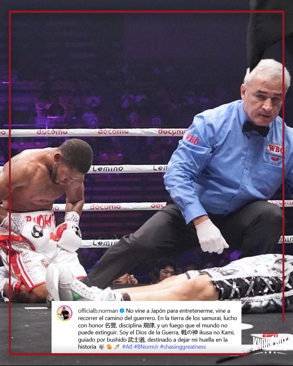 ESPNKnockOut's tweet image. 🗣️🥋🇯🇵🇺🇸
El mensaje de Brian Norman Jr tras retener el Mundial 👑 WBO wélter propinándole el, para muchos, KO Del Año al local Jin Sasaki
📸 @trboxeo
#ESPNKnockOut #NormanSasaki