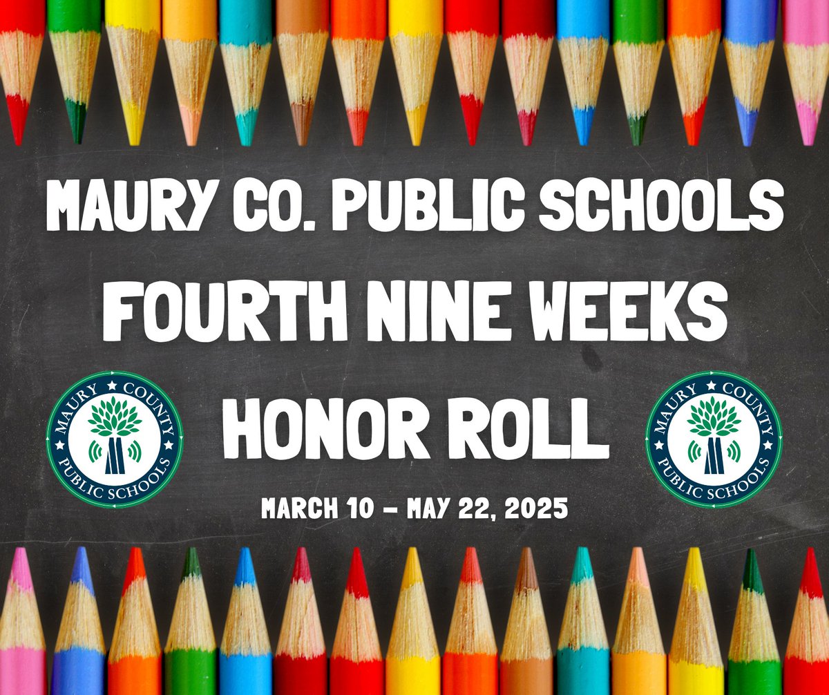Congratulations to our students who made the fourth nine weeks honor roll! We are so proud of you! Keep it up! Click here to view the 2024-2025 honor rolls: mauryk12.org/honors