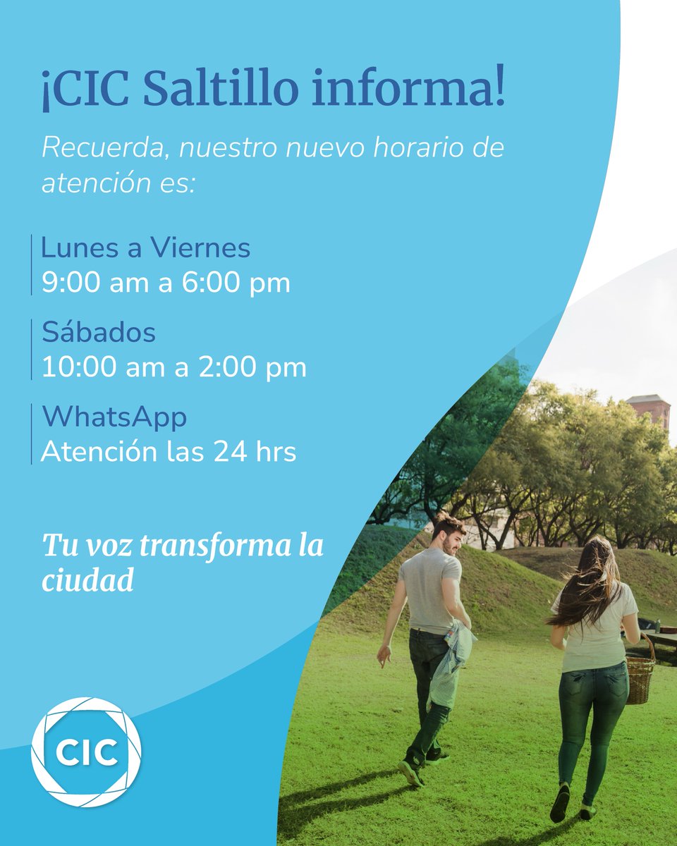 CICsal's tweet image. Conoce nuestro horario de servicio: Lunes a viernes de 9 am a 6 pm, sábados de 10 am a 2 pm y atención vía WhatsApp las 24 hrs.
¡Reporta con nosotros!