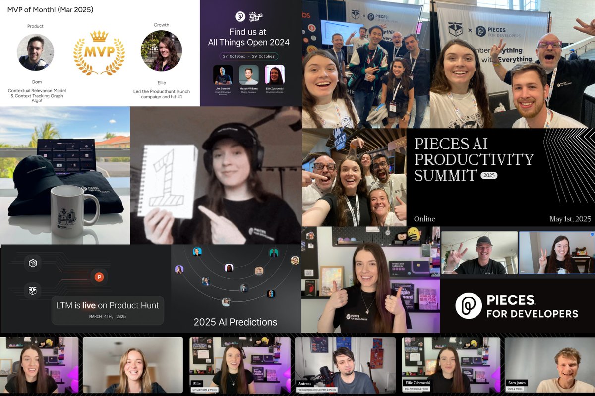 elliezub's tweet image. Life update: Today was my last day at @getpieces.
Working at Pieces has been epic, and I wanted to share a few personal highlights from my time there:
- Worked my first tech conference booth
- Led our Product Hunt launch & we hit #1 Product of the Day! (all organic!)
- Namedβ¦