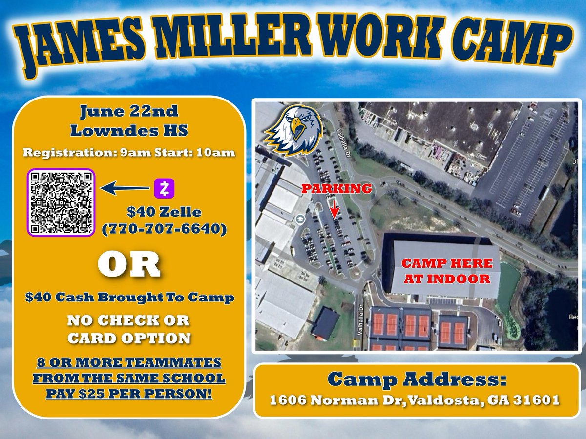 Adam Carter (@cartervikingsfb) on Twitter photo Last chance of summer to get evaluated by college coaches. Sunday morning Reinhardt football will host their "work camp".
<a href="/GeorgiaFBScoop/">Georgia Football Scoop</a> <a href="/CoachGeorgia_/">Coach Georgia</a> <a href="/LHSvikingsFB/">Lowndes Football</a> Last chance of summer to get evaluated by college coaches. Sunday morning Reinhardt football will host their "work camp".
<a href="/GeorgiaFBScoop/">Georgia Football Scoop</a> <a href="/CoachGeorgia_/">Coach Georgia</a> <a href="/LHSvikingsFB/">Lowndes Football</a>