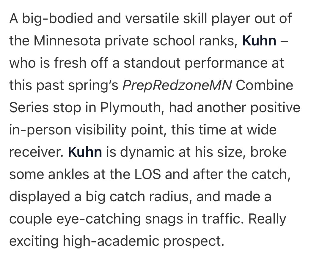 Thank you <a href="/OJW_Scouting/">PrepRedzone Oliver</a> for the write up! Two way player‼️

<a href="/PrepRedzoneMN/">Prep Redzone Minnesota</a> <a href="/MNFBSpotlight/">MNFootballSpotlight</a>