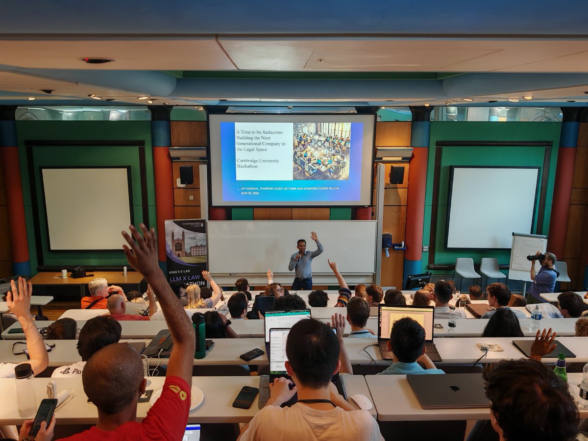 Kamiar Mohaddes (@kamiarmohaddes) on Twitter photo A fantastic end to Day 2 of our <a href="/KingsELab/">King’s Entrepreneurship Lab</a> #LLM x #Law #Hackathon in a standing-room only Lecture Theatre <a href="/CambridgeJBS/">Cambridge Judge</a> with an inspiring keynote by the brilliant Hermann Hauser, co-founder of <a href="/Arm/">Arm</a> and alumnus of <a href="/Kings_College/">King's College, Cambridge</a>. See you tomorrow for Day 3 kingselab.org/all-events/hac… A fantastic end to Day 2 of our <a href="/KingsELab/">King’s Entrepreneurship Lab</a> #LLM x #Law #Hackathon in a standing-room only Lecture Theatre <a href="/CambridgeJBS/">Cambridge Judge</a> with an inspiring keynote by the brilliant Hermann Hauser, co-founder of <a href="/Arm/">Arm</a> and alumnus of <a href="/Kings_College/">King's College, Cambridge</a>. See you tomorrow for Day 3 kingselab.org/all-events/hac…
