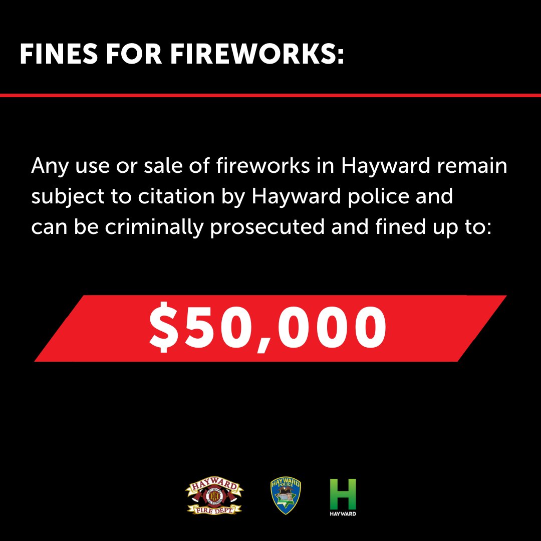 Residents can face up to $50,000 in fines for fireworks use. In addition, owners of properties where fireworks activity takes place can face progressively increasing fines of $1,500, $3,000 &amp; $5,000 for a first, second &amp; third incident, respectively.

bit.ly/3McxUgJ