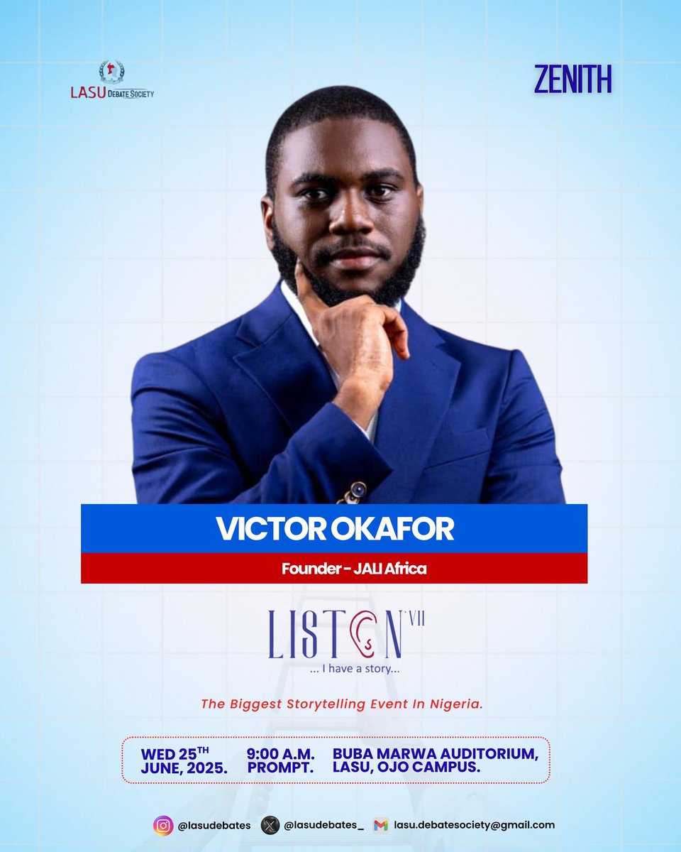 Lasudebates's tweet image. He’s a seasoned entrepreneur and consultant who understands the business of his industry, his name is VICTOR OKAFOR, and he is bringing his excellence to LASU. 

25th, JUNE 2025, be there!!!