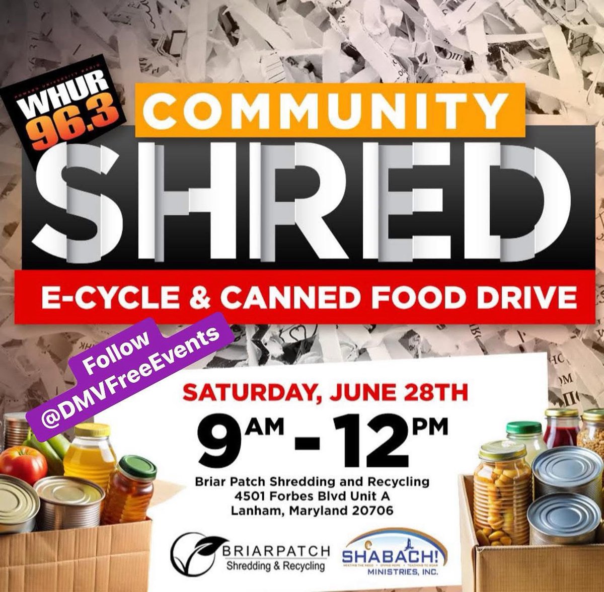 June 28, Lanham, Shred
Disclaimer: DMV Free Events is not affiliated with the events and does not endorse them. For questions and updates, contact the event organizers.
#DMVFreeEvents