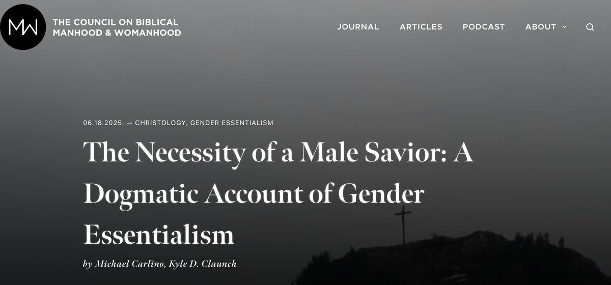 (1/2) "The so-called 'problem' of the male Savior is a problem fabricated by minds held captive to the spirit of the age. The male Savior can most certainly save all men and women who believe in him, as the Scriptures testify. The only obstacle to experiencing the saving benefits