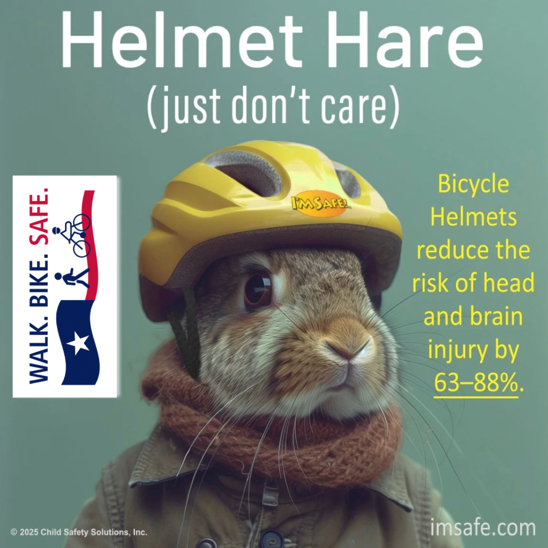 WalkBikeSafeTX's tweet image. Bicycle helmets reduce the risk of head and brain injury by 63-88%. To stay safe, wear your helmet on every ride! #EndTheStreakTX #drivelikeatexan #Helmet #WalkBikeSafe