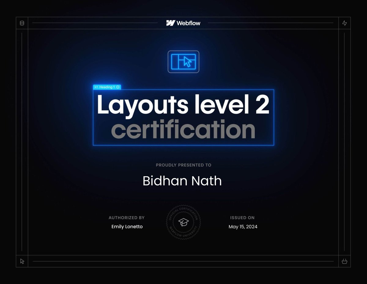 BidhanNath12's tweet photo. π Officially Webflow Certified Developer π₯
Time to take your website to the next level π
#Webflow #WebflowCertified #WebflowDeveloper https://t.co/yLCcehh6Lu