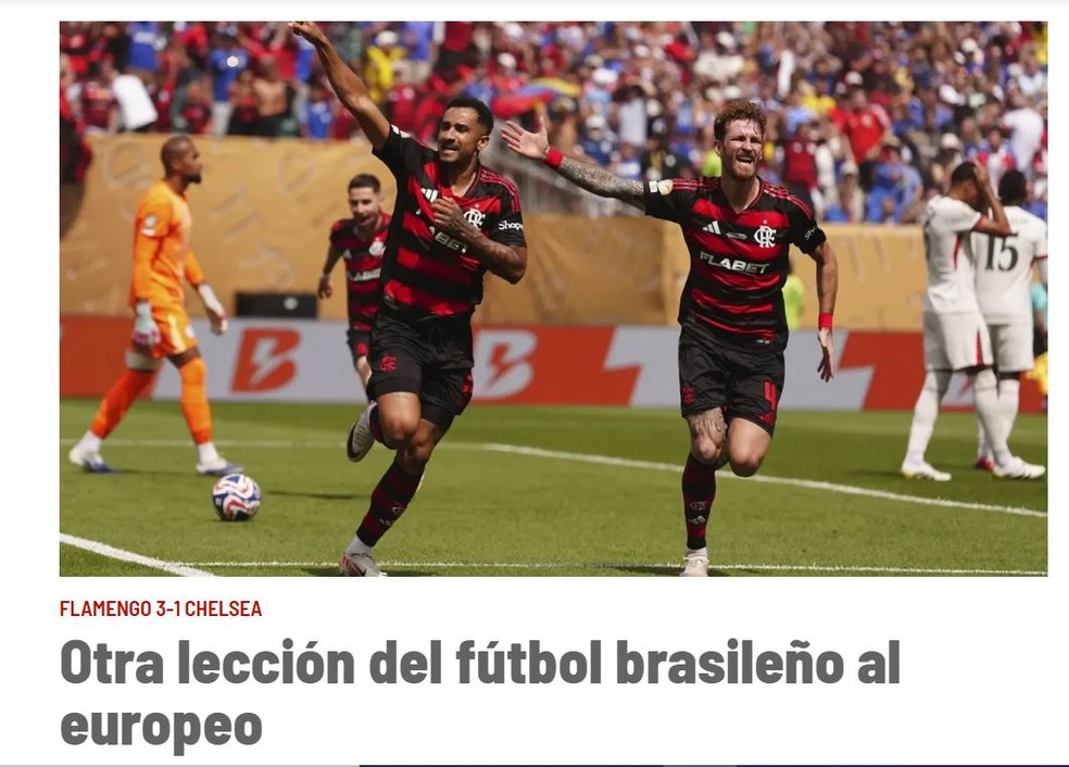 🚨 Veja l Imprensa mundial exalta o Flamengo após vitória sobre o Chelsea:

"Flamengo amassa o Chelsea"