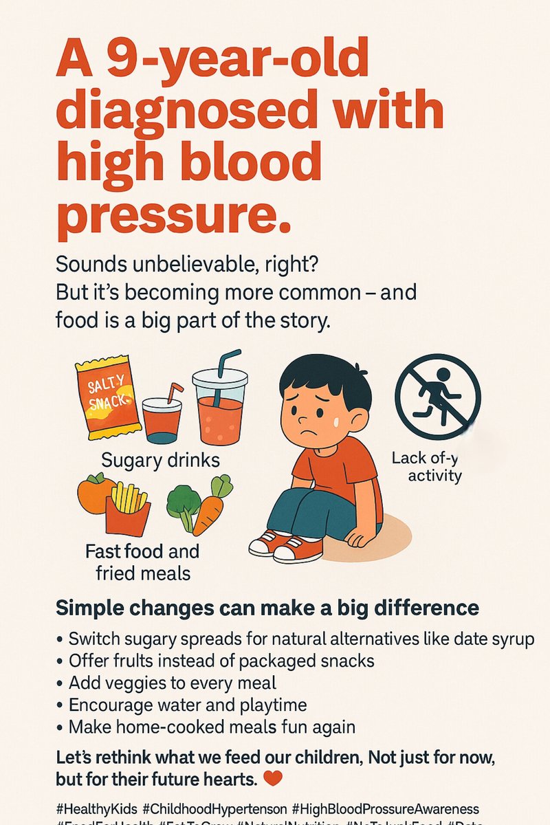 "A 9-year-old diagnosed with high blood pressure.
Sounds shocking? It’s happening.
And what we feed our children has everything to do with it.