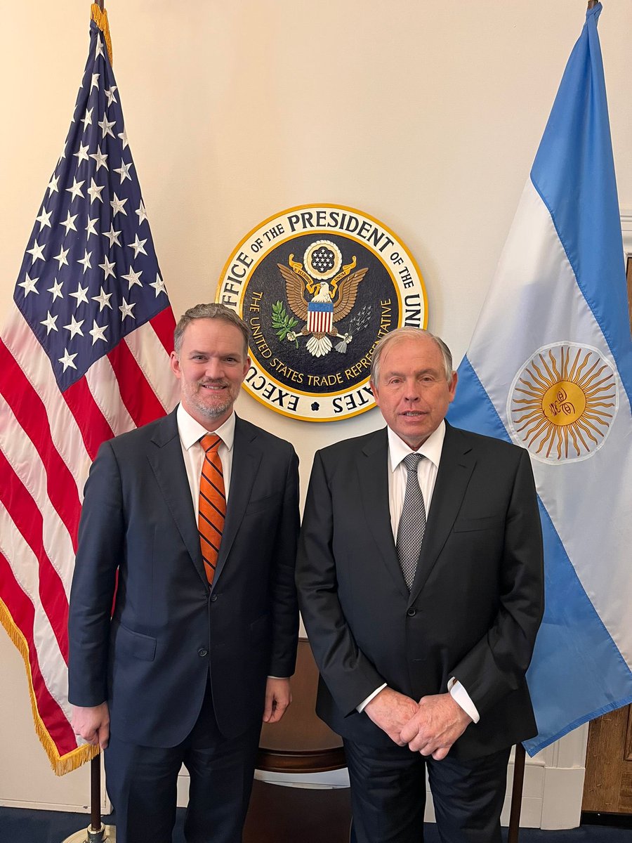 wertheing's tweet image. Thank you @JamiesonGreer and the USTR team for a productive meeting. We continue making progress on our bilateral trade agenda and deepening the strategic partnership between Argentina and the United States. 🇦🇷🇺🇸