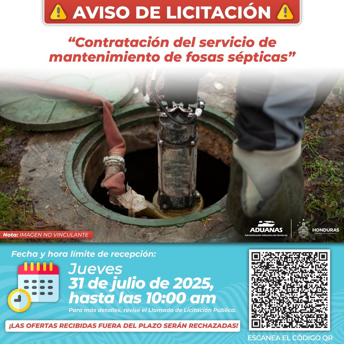 📢 ¡Atención empresas proveedoras!

¿Quieres ser parte de los proyectos de Aduanas Honduras? 

✅ Participa en nuestras licitaciones públicas 📲 escaneando los códigos QR y conoce los requisitos y especificaciones técnicas.

¡Sé parte del desarrollo del país! 🇭🇳

#LicitacionesHN