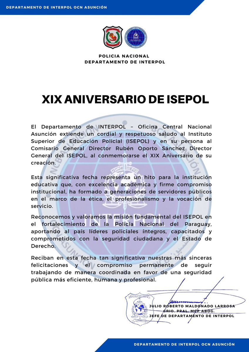 OCN Asunción Dpto. de INTERPOL Py tweet media