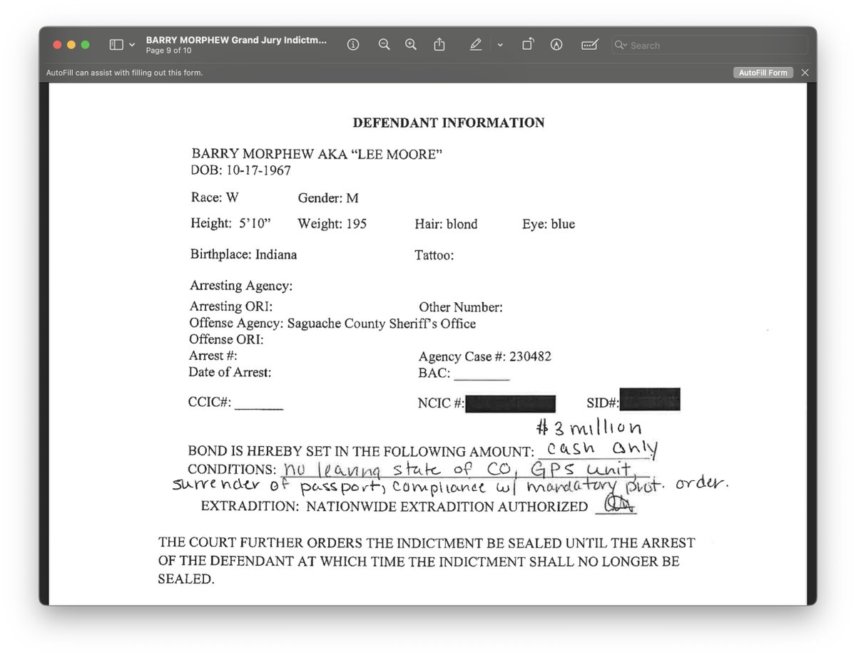 PAULANEALMOONEY's tweet photo. Since when did Barry Lee Morphew start going by "LEE MOORE"? https://t.co/JXWCDuIC9o 

#BarryMorphew #BarryLeeMorphew #LeeMoore 

Thanks to The Docket https://t.co/AwOGBKJB8p for 10-page INDICTMENT: BARRY MORPHEW AKA "LEE MOORE" ARRESTED: $3 MILLION BOND. https://t.co/H3q2ogZGM4