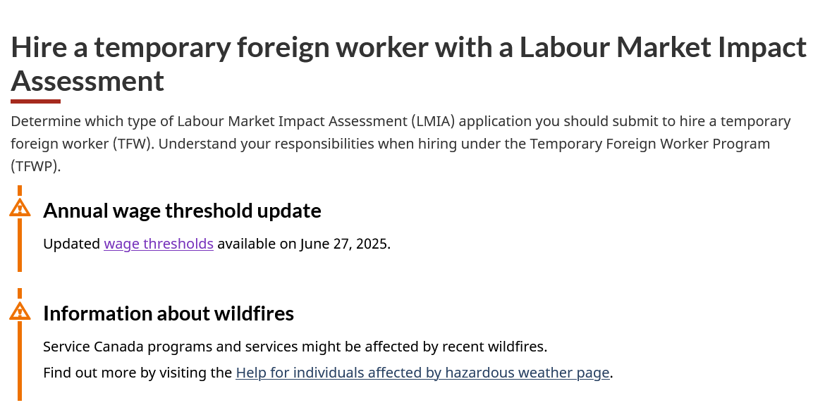 TTRRMK's tweet image. The updated wage thresholds by province and territory for 2025 will be available on the Temporary Foreign Worker Program #LMIA website and will take effect on June 27, 2025. #cndimm #TFWP canada.ca/en/employment-…