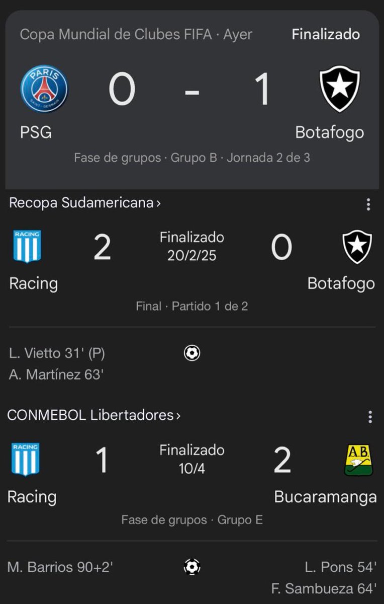 Sangreauriverde's tweet photo. Atl. Bucaramanga > Racing > Botafogo

No hay debate, el Bucaramanga es el mejor equipo del mundo actualmente. https://t.co/dhjuQAcktX