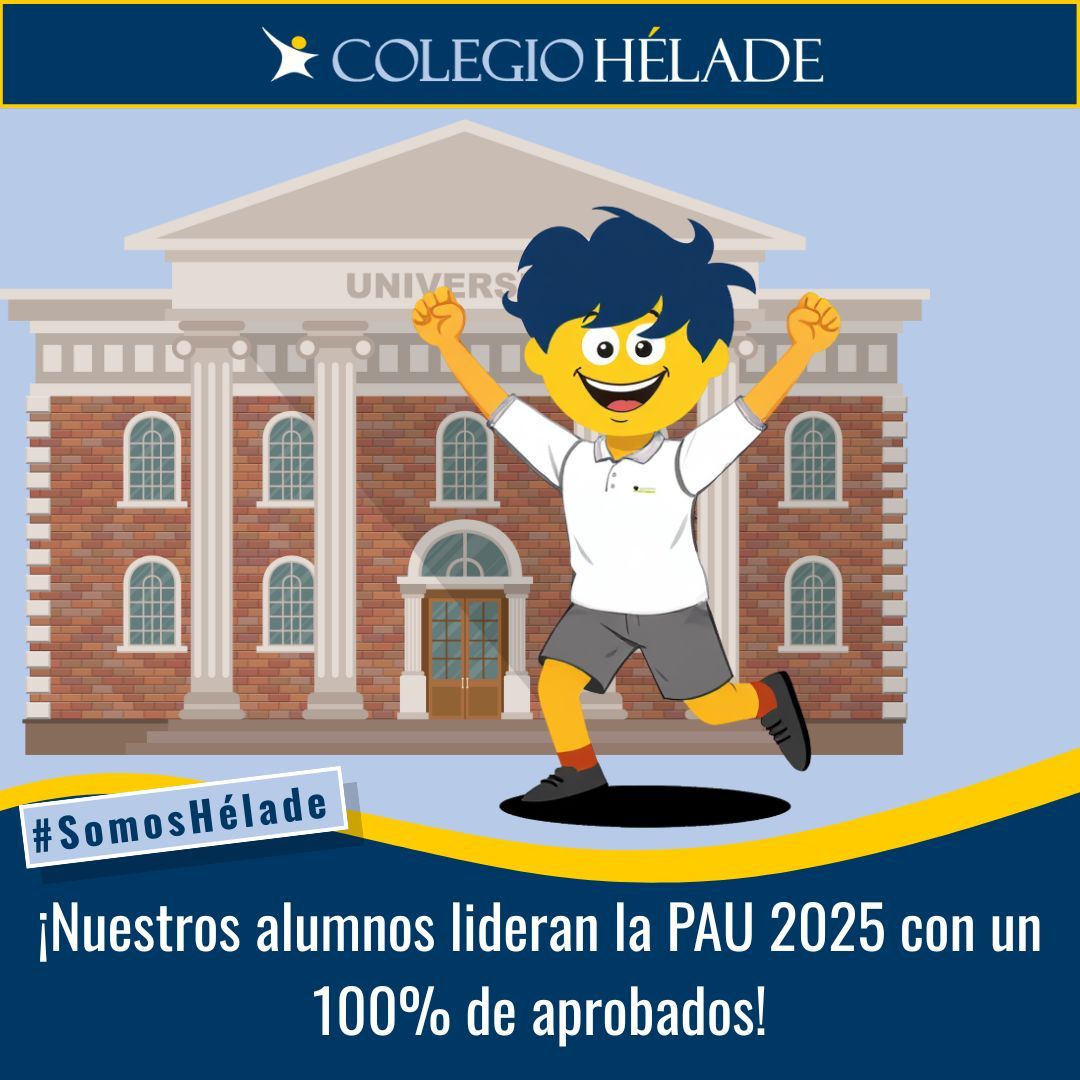 🎓 ¡100% de aprobados en la PAU 2025!
Nuestros 60 alumnos han superado con éxito la prueba.

✅ Media: 7,37
🌟 Top notas: 9,625 / 9,6 / 9,525
🎯 +12: 17,24%
🏅 +13: ¡hasta 3 alumnos!

¡Enhorabuena a todos! 💪📚 #SomosHélade