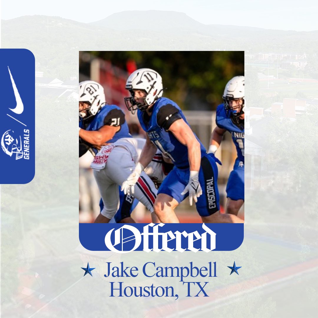 JakeCampbell85's tweet image. I am beyond blessed to earn an offer from @Generals_Fball!

@Coach_Kirk4 @coachlerose @coach_rapoza @CoachMoynahan @ItsCoachEdd @EHSSports